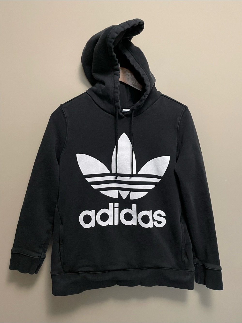 adidas Black & White Trefoil Hoodie Women’s Medium